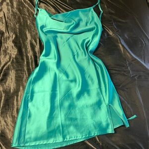 Elegant Green Satin Slip Dress